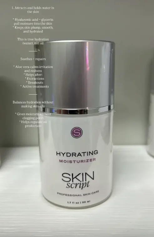 Skin Script hydrating moisturizer on the studio shelf